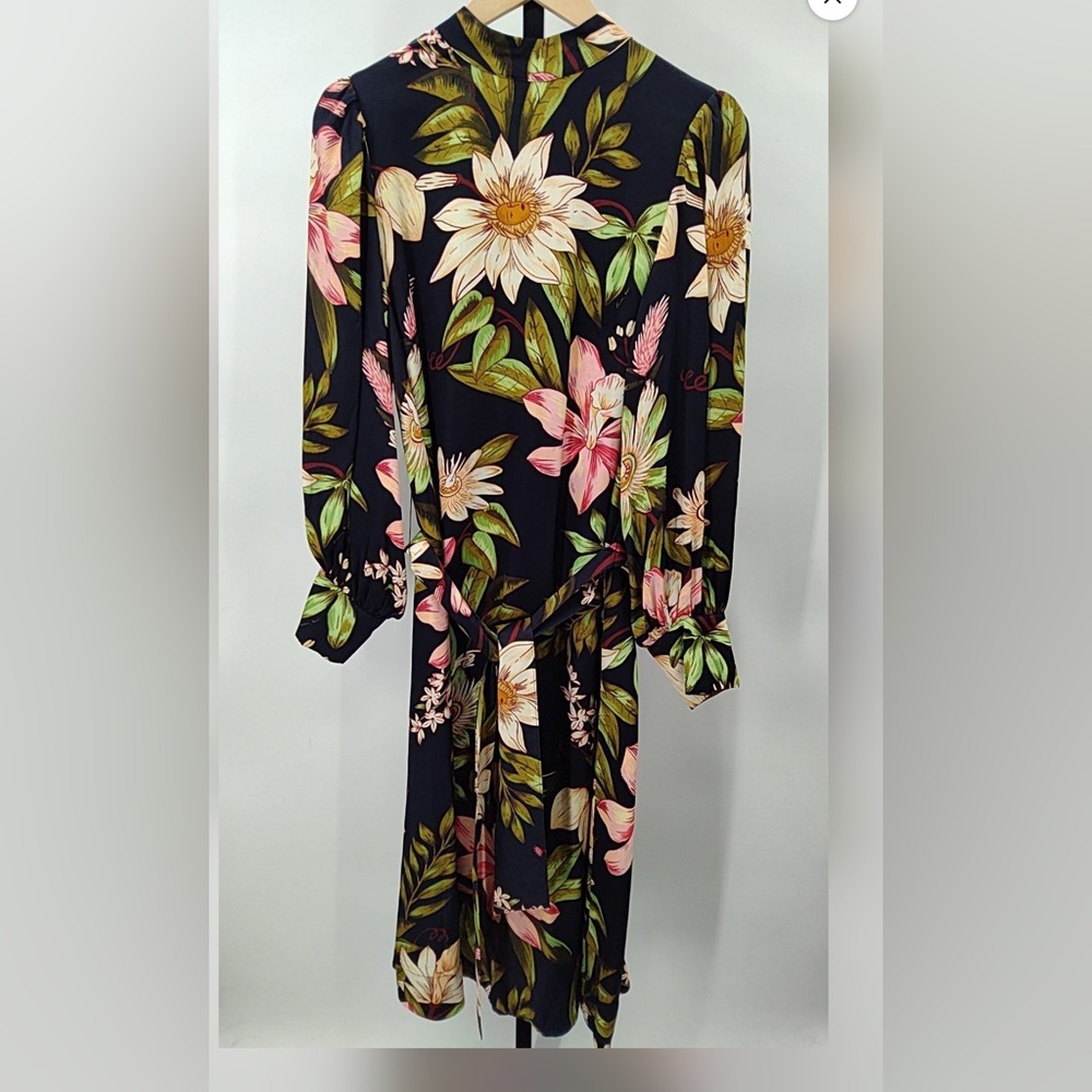 Farm Rio Black Surreal Flowers High Neck Midi Dress - Picture 6 of 8